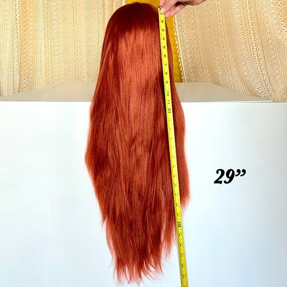 Copper Red Straight 29" Lace Front Free Part Synthetic Wig - Picture 5 of 12